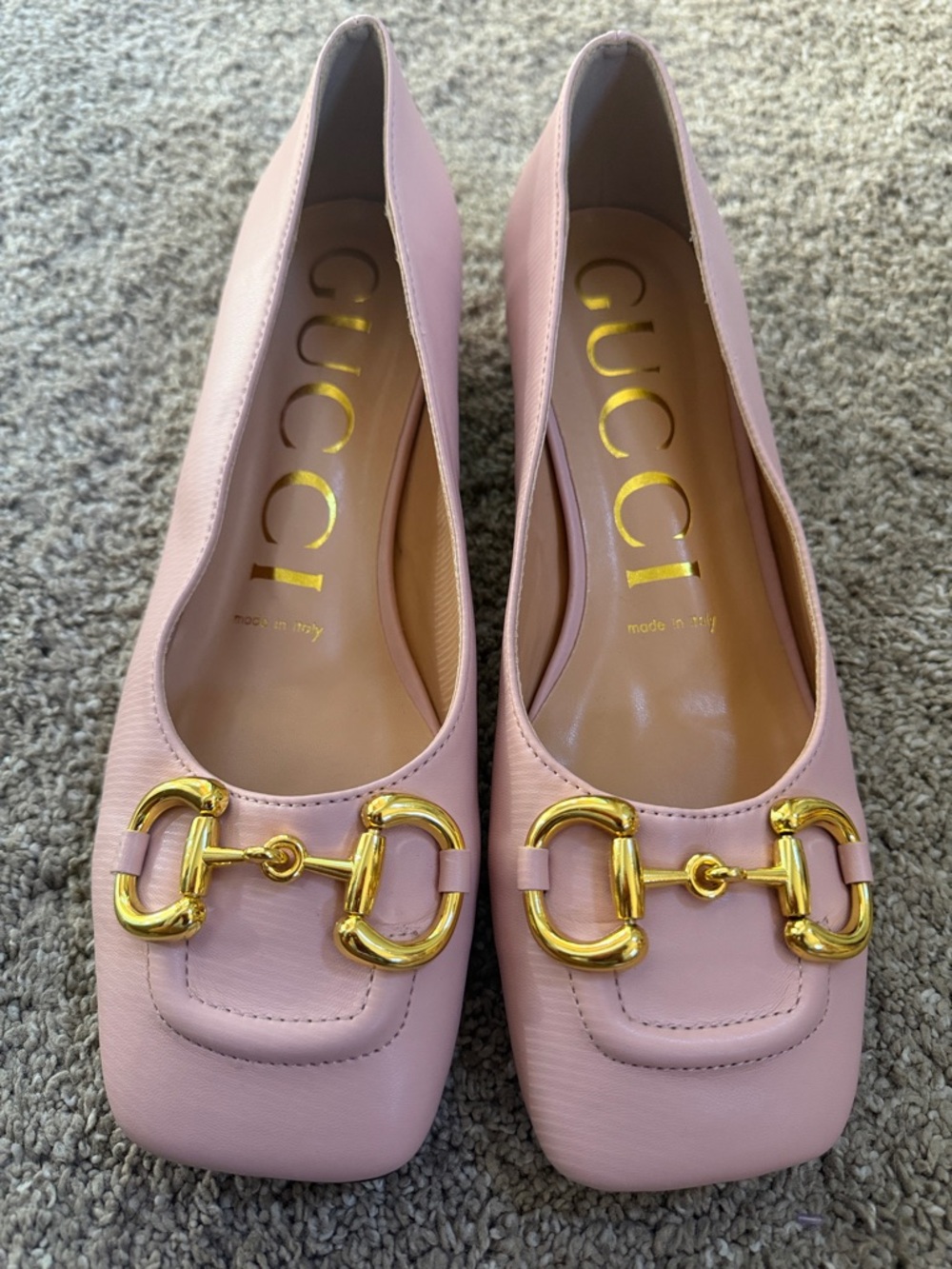 Gucci Blush Pink Horsebit Square Toe Pumps - Picture 17 of 17